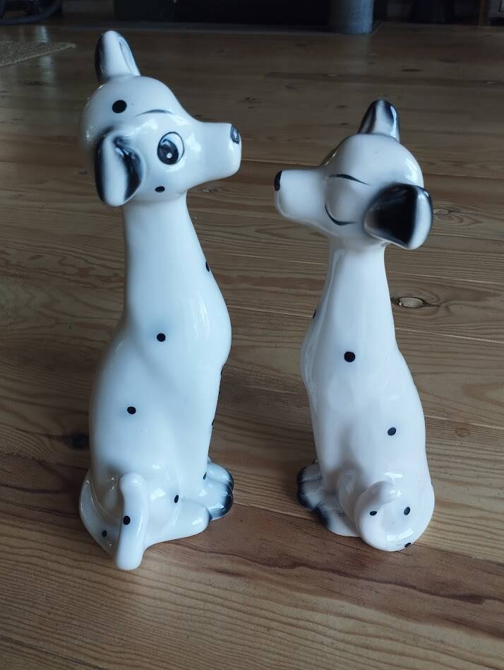 Paire de chiens dalmatiens vintage