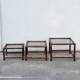 Suite of 3 bamboo nesting tables