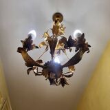 Set of 3 gold painted metal chandeliers