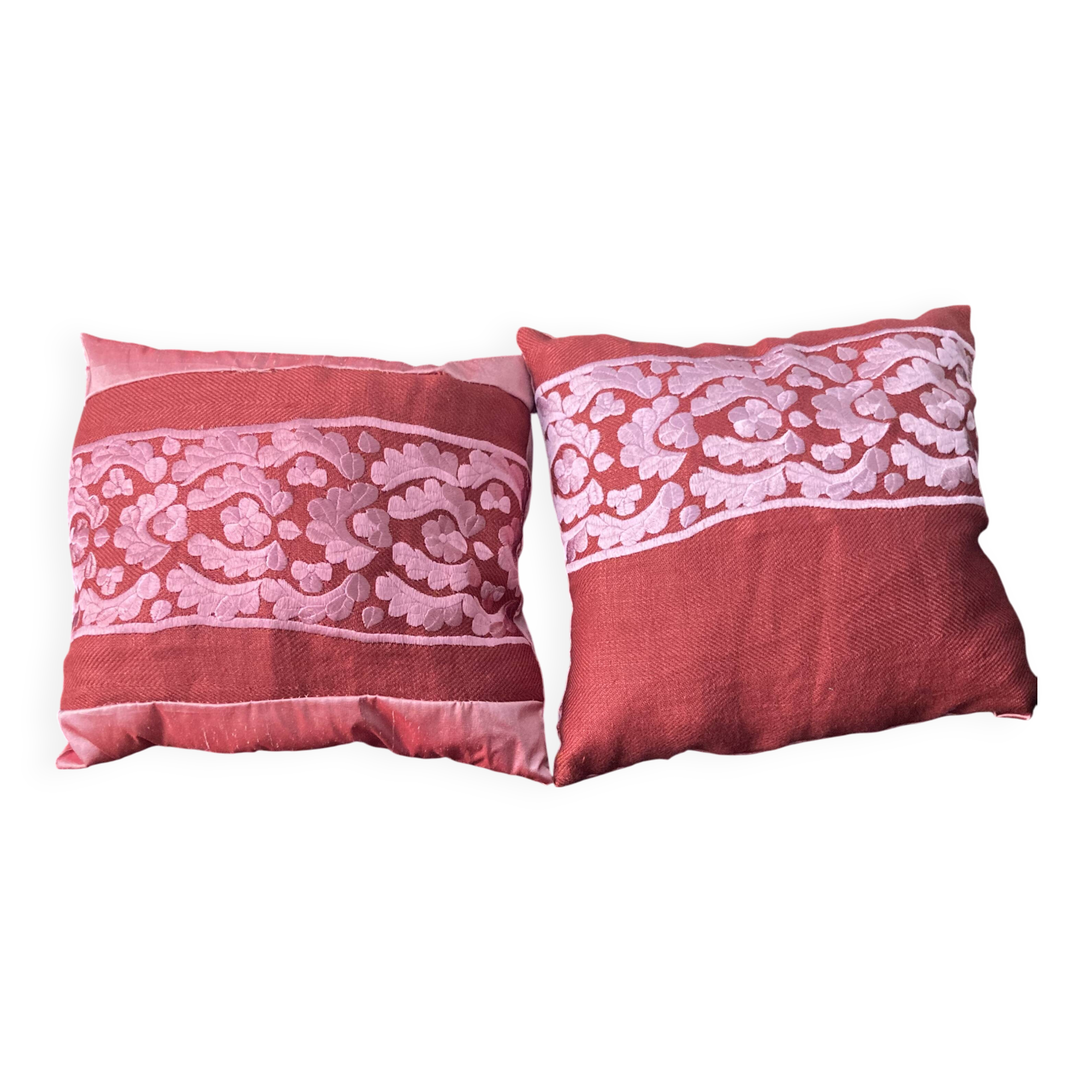 Bohemian style cushions in wild silk and embroidery