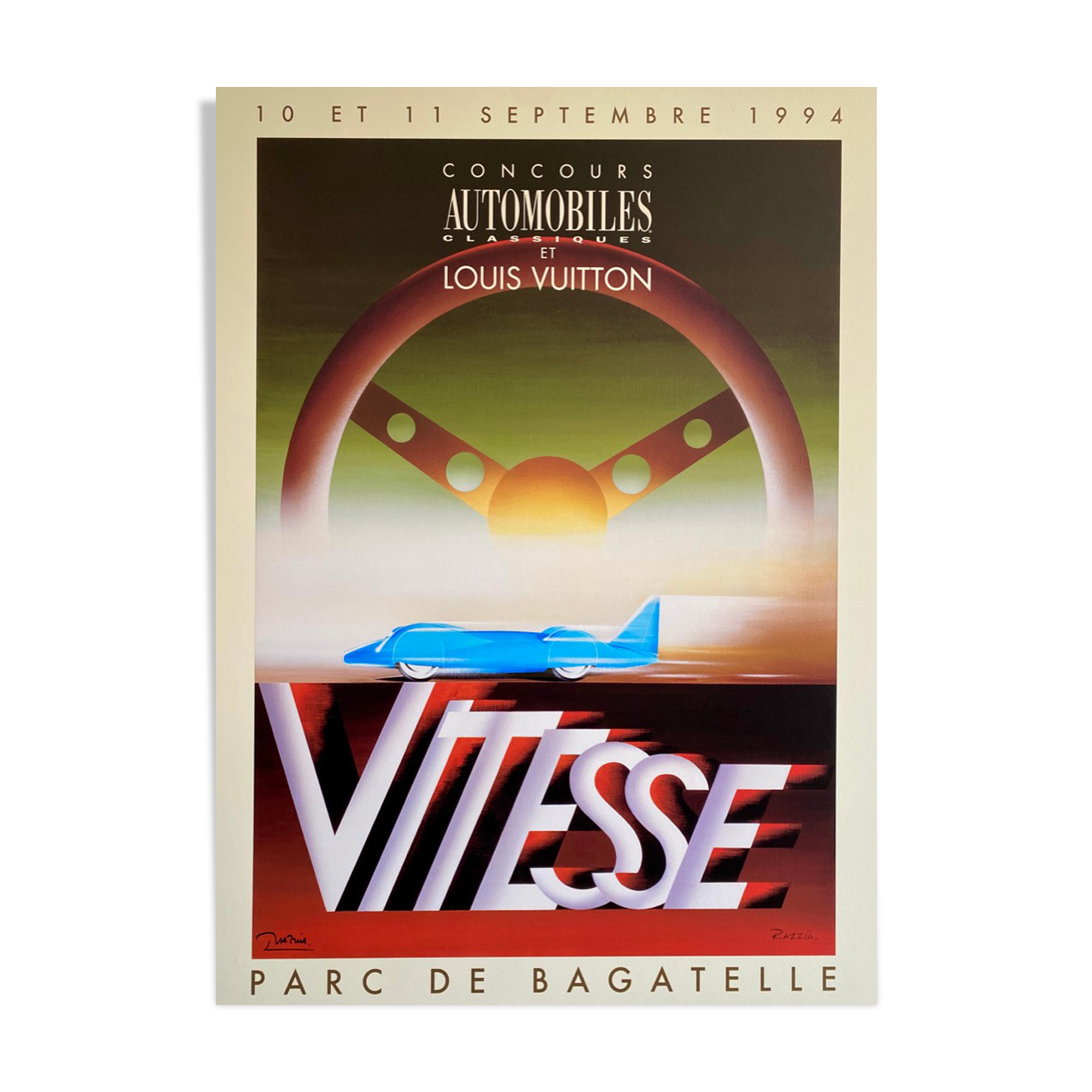 Razzia Large Format Poster - Concours automobiles et Louis Vuitton - Signed by the artist - On linen