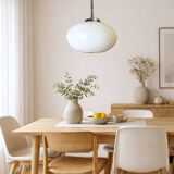 Art Deco oval white glass hanging lamp