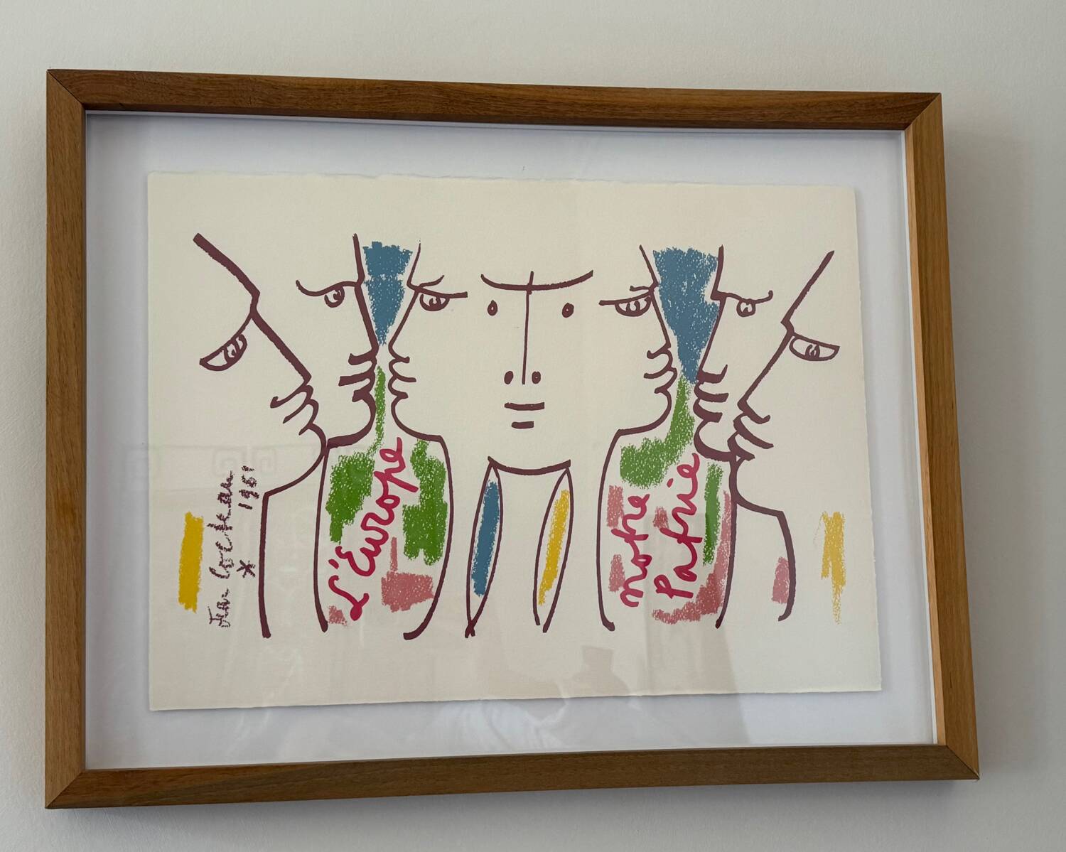 Lithographie signée et encadrée de Jean Cocteau « L’Europe notre patrie »