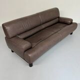 Antique buffalo leather sofa and pouf, de sede n' 18 design, from the 80s