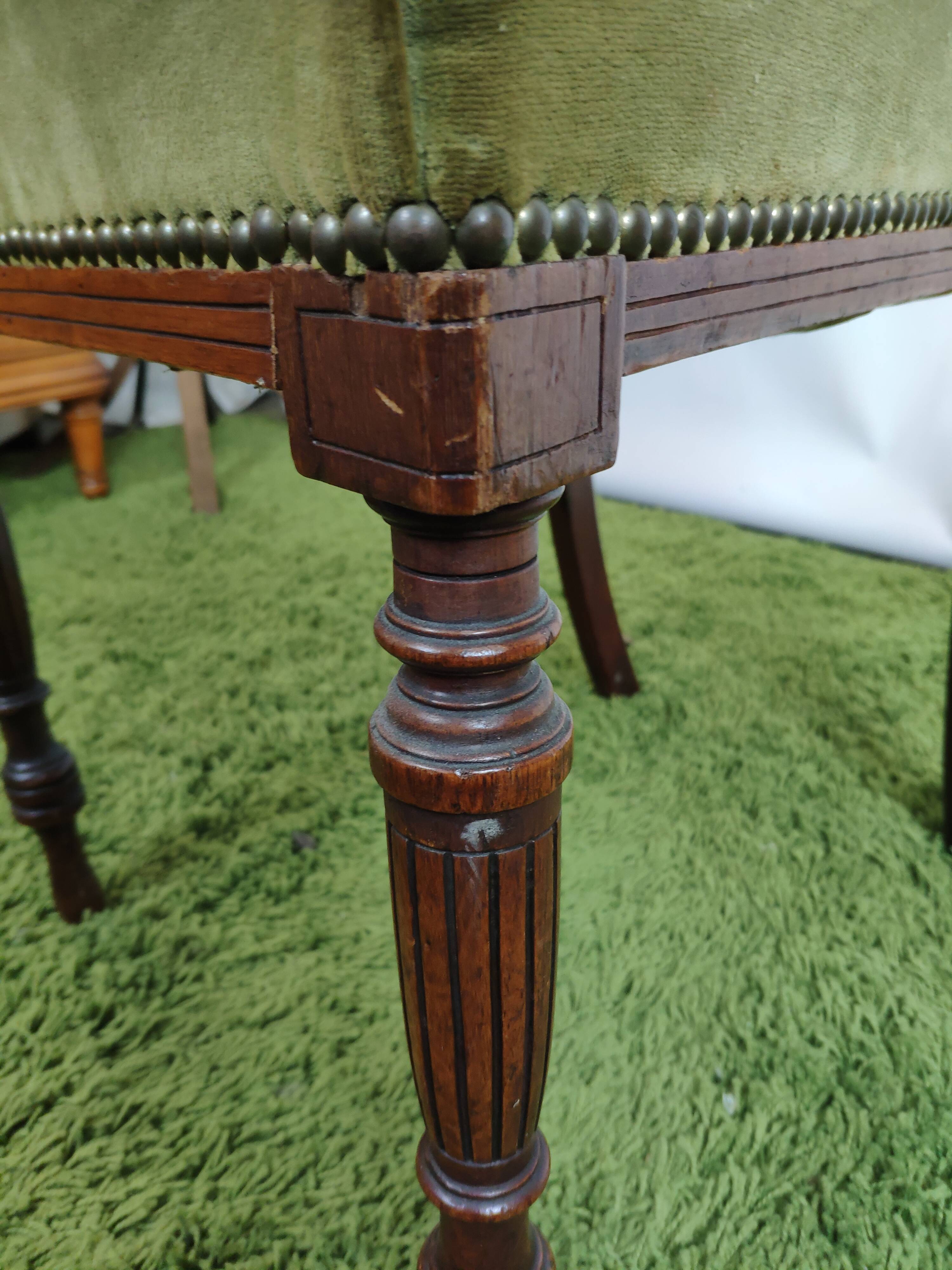 Set de 3 chaises anglaises velours vert