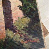 Painting signed sunny village soft colors