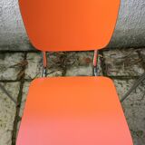 Set of 6 vintage orange formica chairs, 70s
