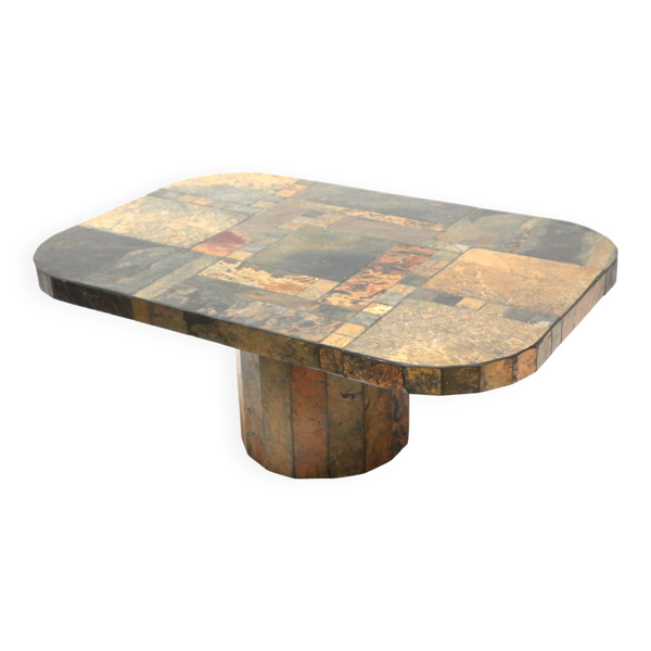 Table basse brutaliste vintage fabriquée dans les années 1970