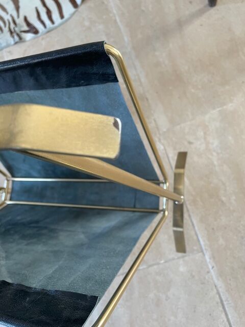 Gold and leather metal magazine rack 1950