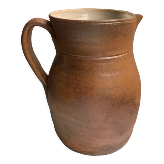 large brown stoneware pitcher Digoin Sarreguemines vintage