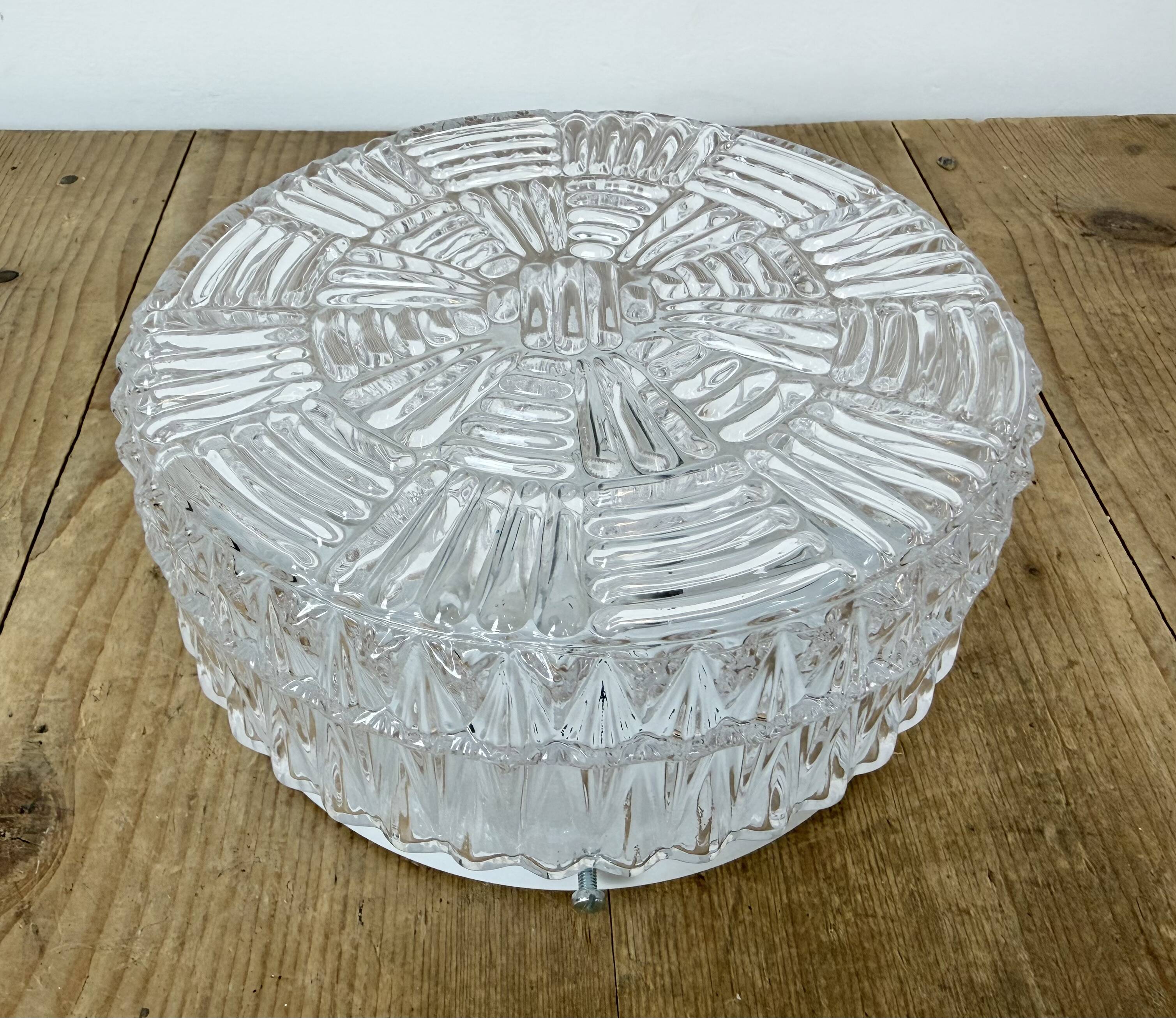 Vintage Glass Wall or Ceiling Light, 1970s