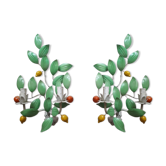 Pair of 70s tole foliage lemon clementine fruit wall lights