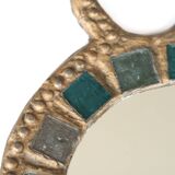 Miroir en plomb et en verre bleu de Irena Jaworska, années 60