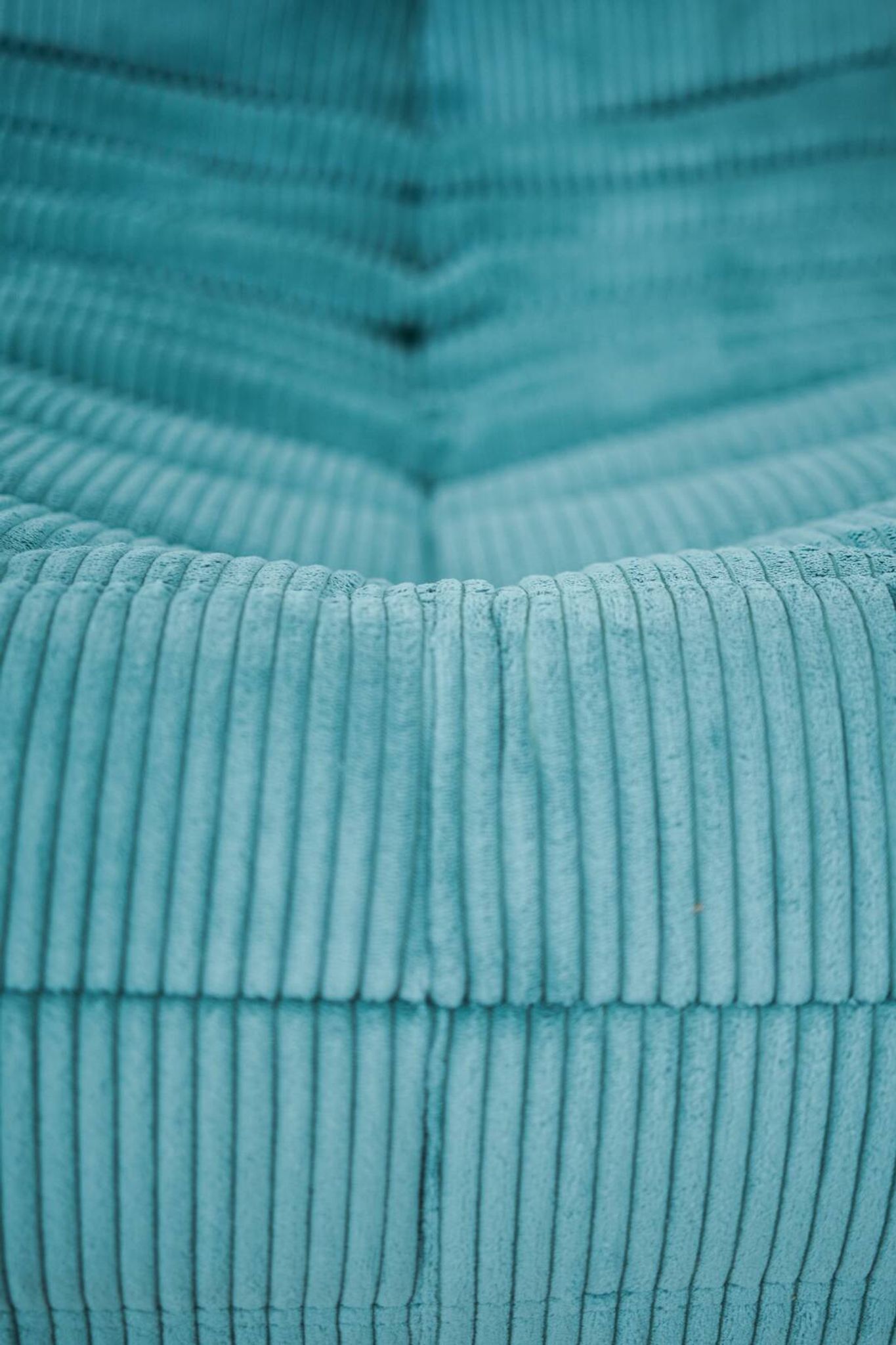 Togo set of armchair and pouf in light blue corduroy