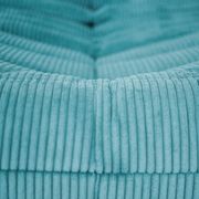 Togo set of armchair and pouf in light blue corduroy