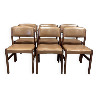 Suite de 6 chaises design scandinave palissandre.