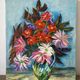 Dahlias and Zinnias, oil on canvas signed Gisèle Renaut