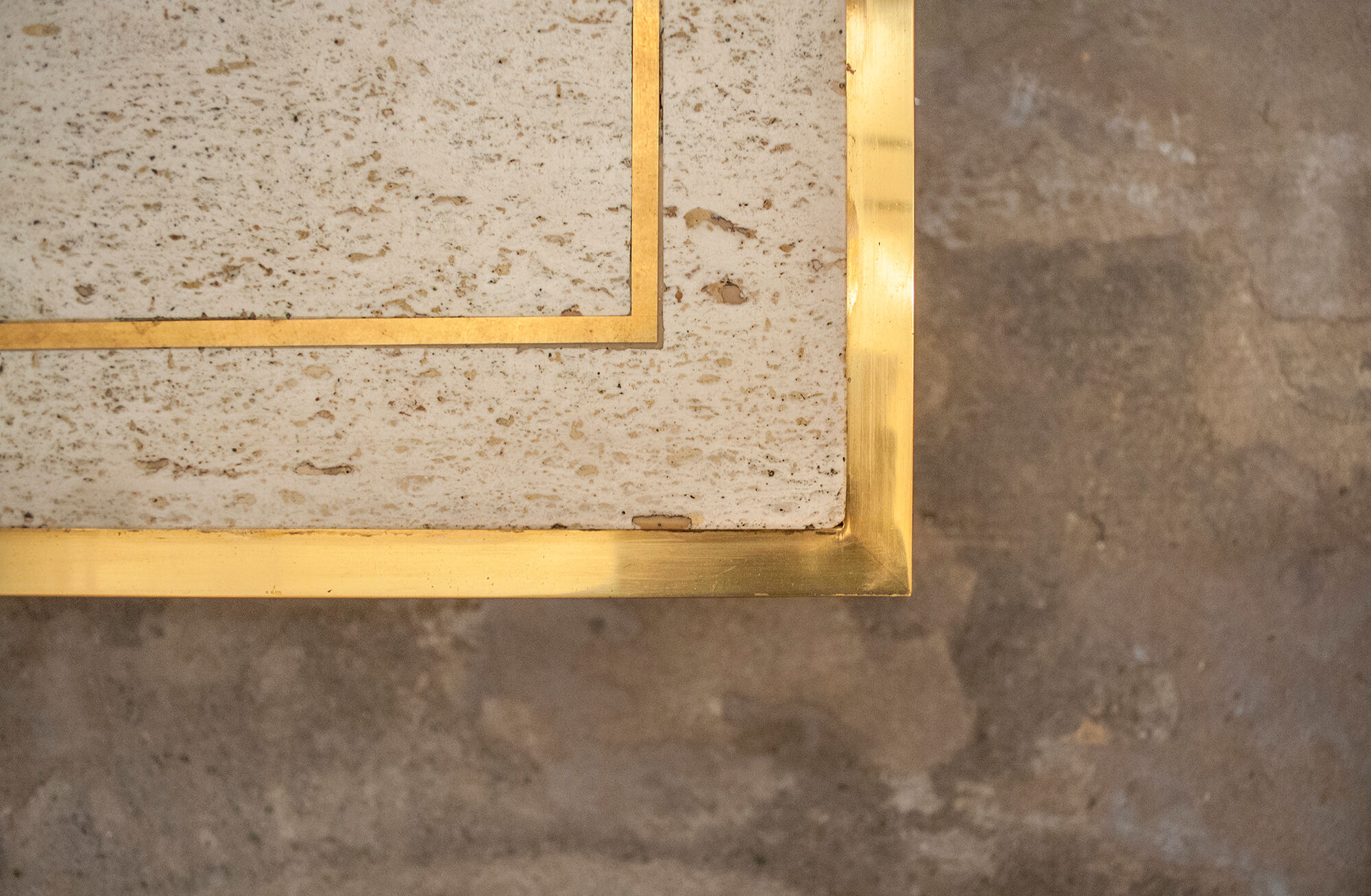 Brass coffee table and Travertine Italia 1970s