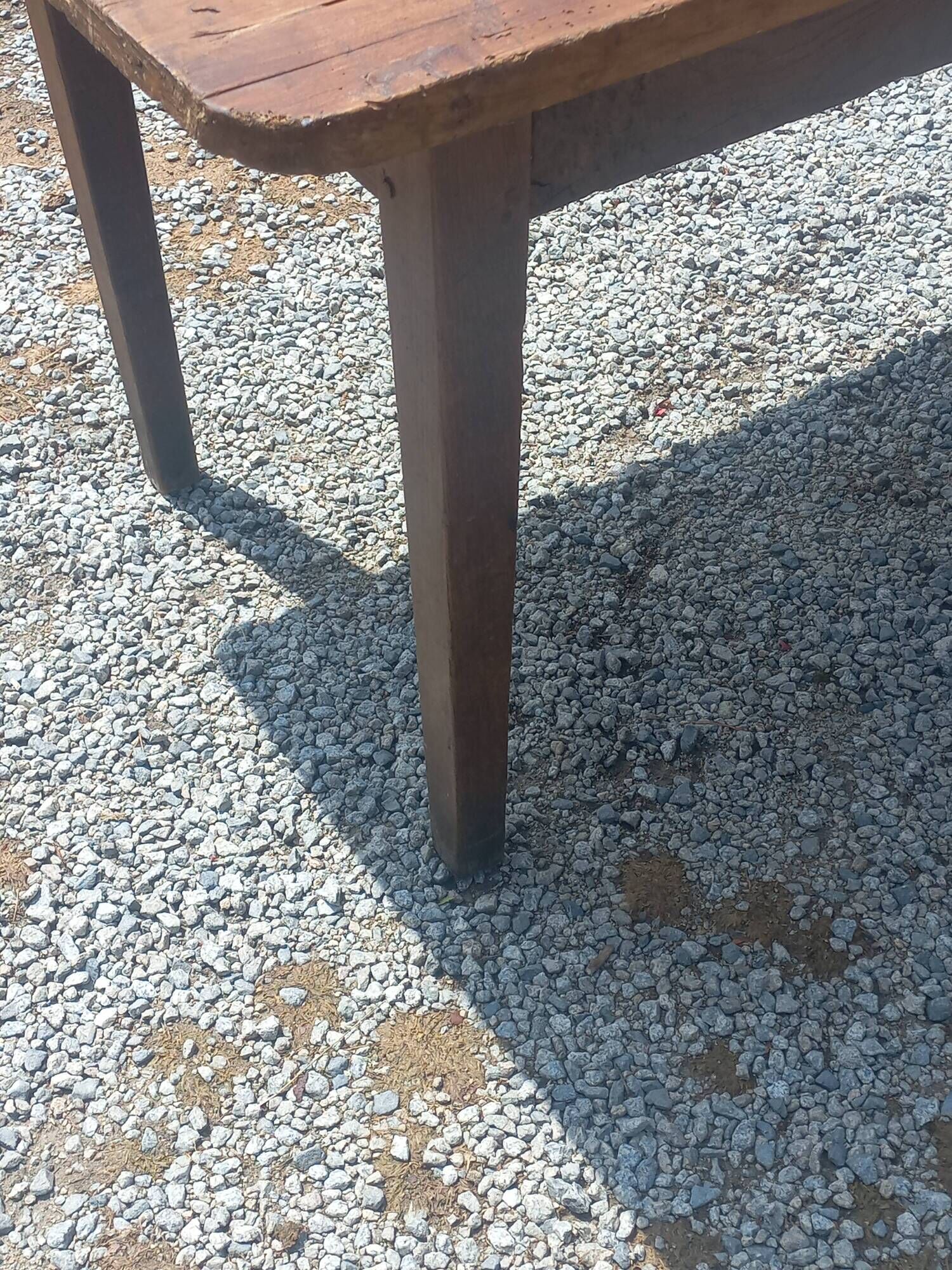 19th century farmhouse table in oak and poplar with spindle legs 198cm