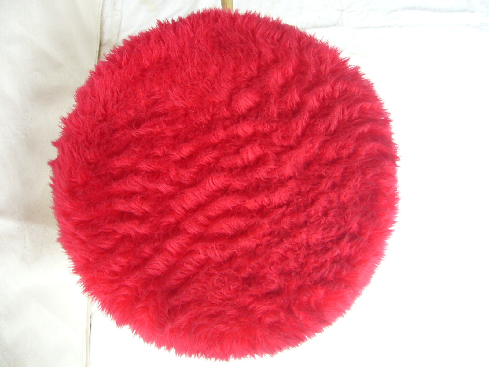 Pair of four-foot stools in vintage red moumoute