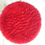 Pair of four-foot stools in vintage red moumoute