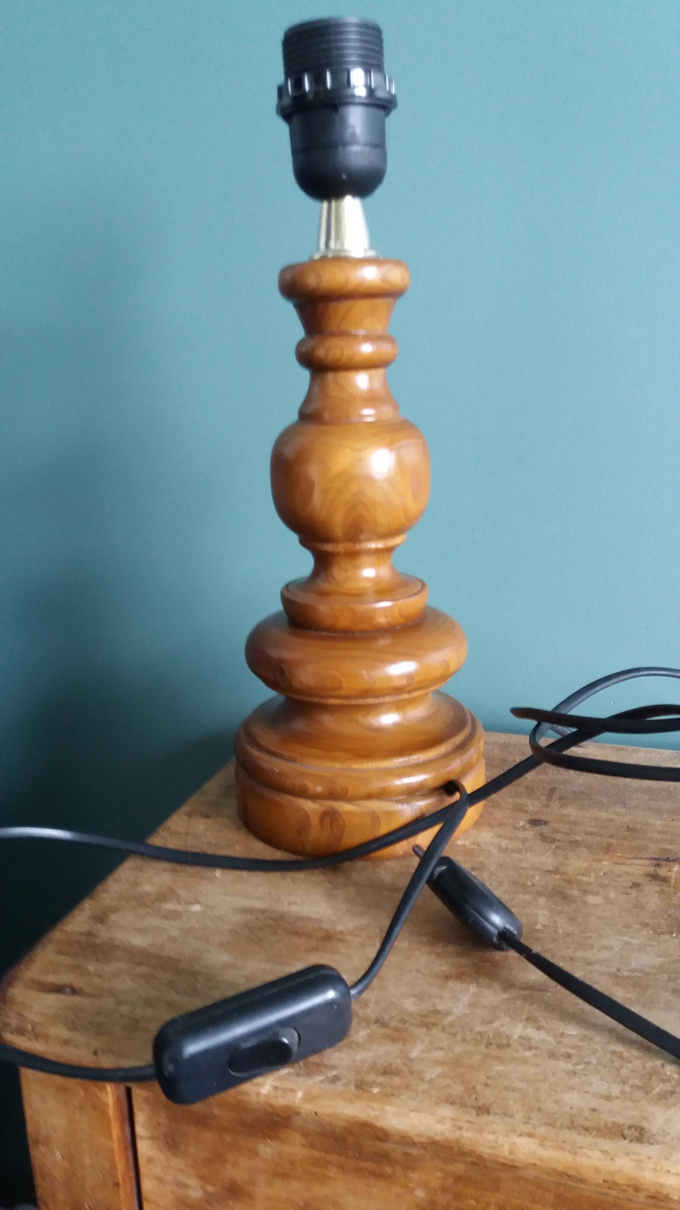 Lamp, turned wooden base