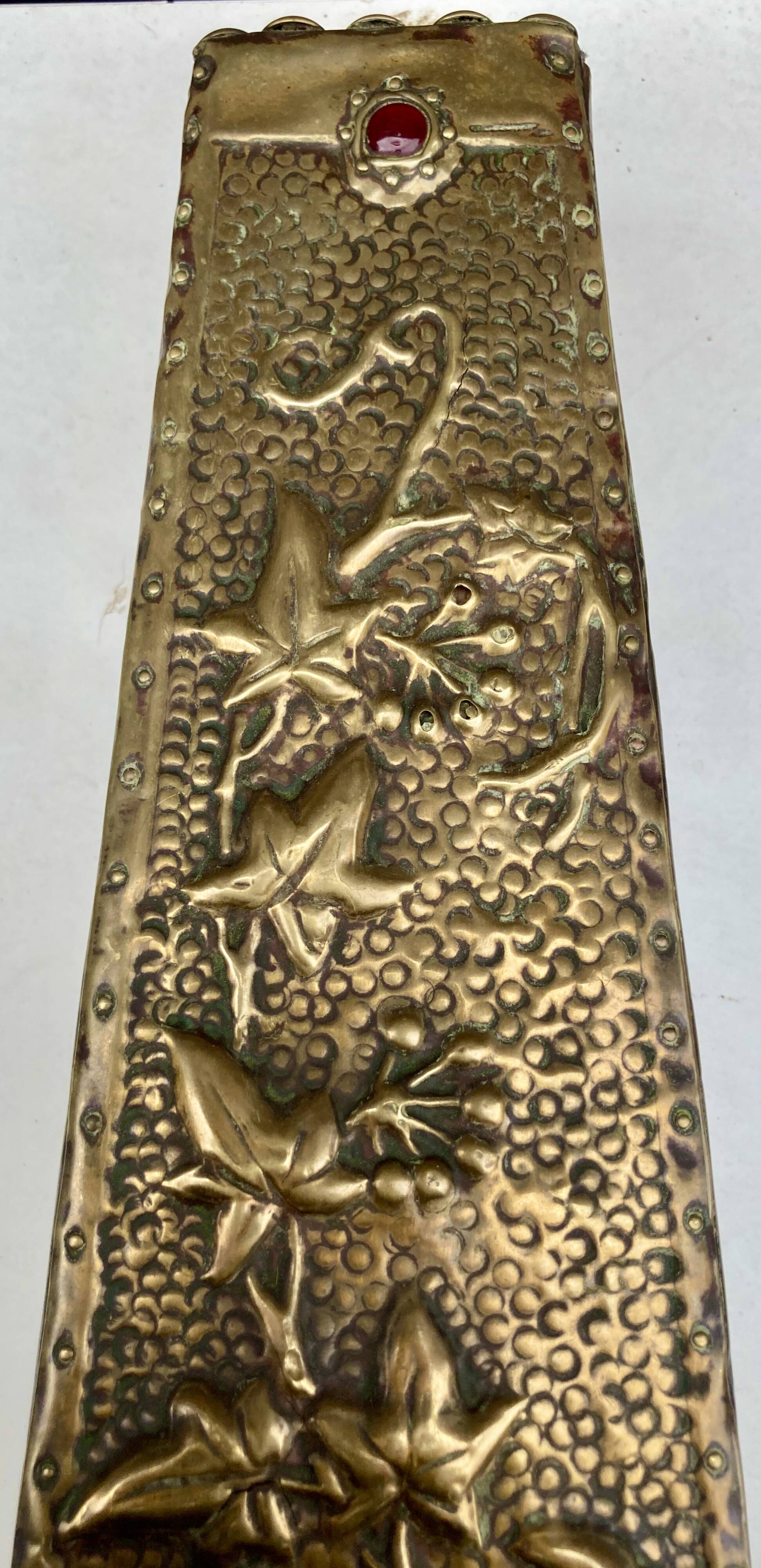 Embossed metal vase by alfred daguet, 1900 art nouveau period