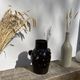 Brutalist lamp in black / brown ceramic openwork 1970