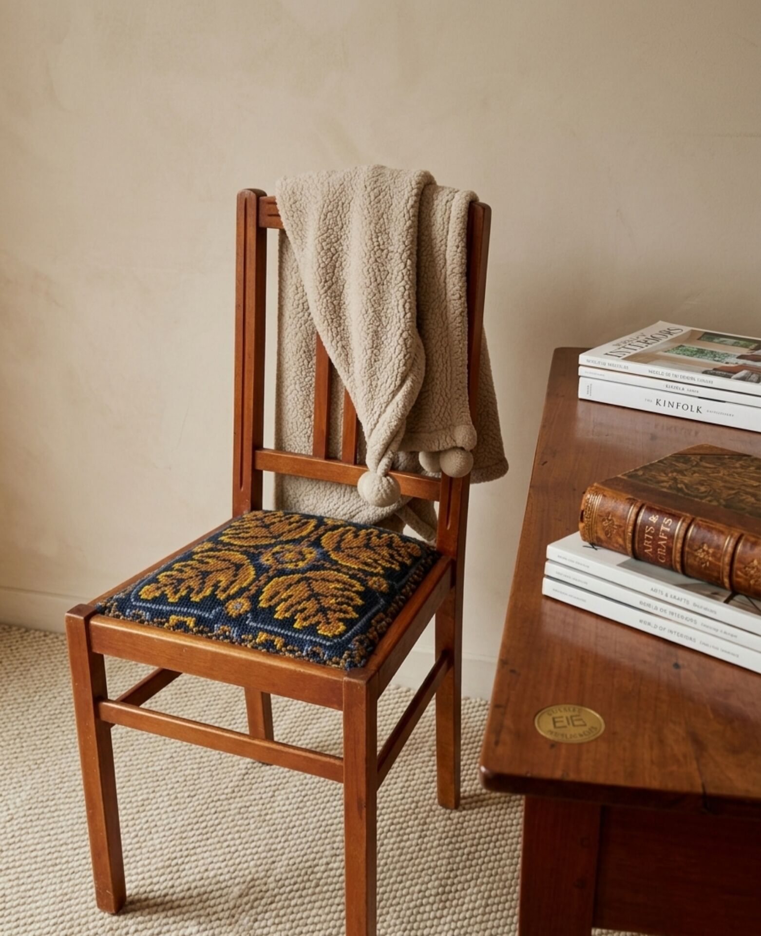 Fischel bistro chair "Indislocables" solid wood 1940s-1950s