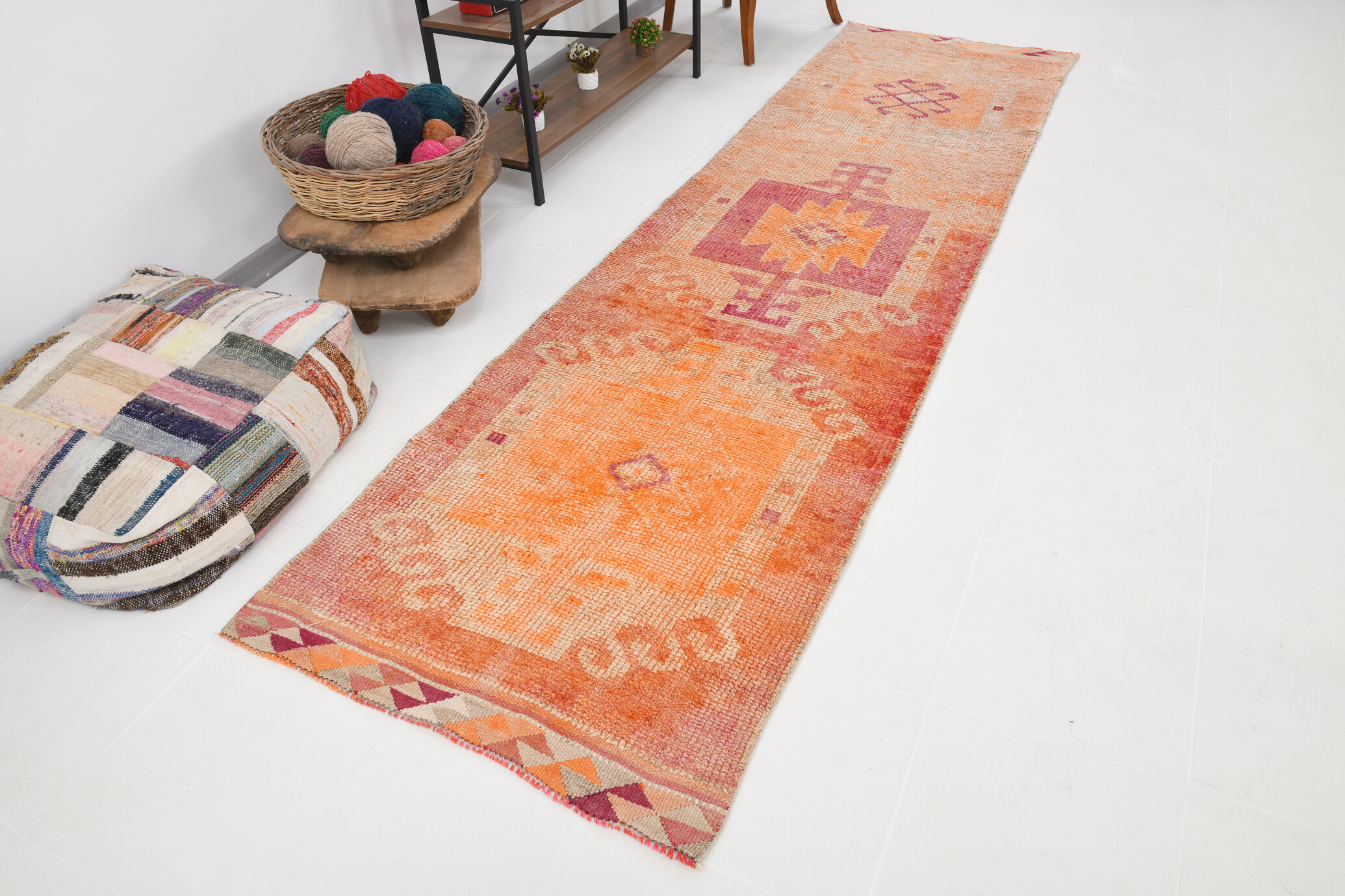 3x12 modern vintage runner rug, 96x355cm