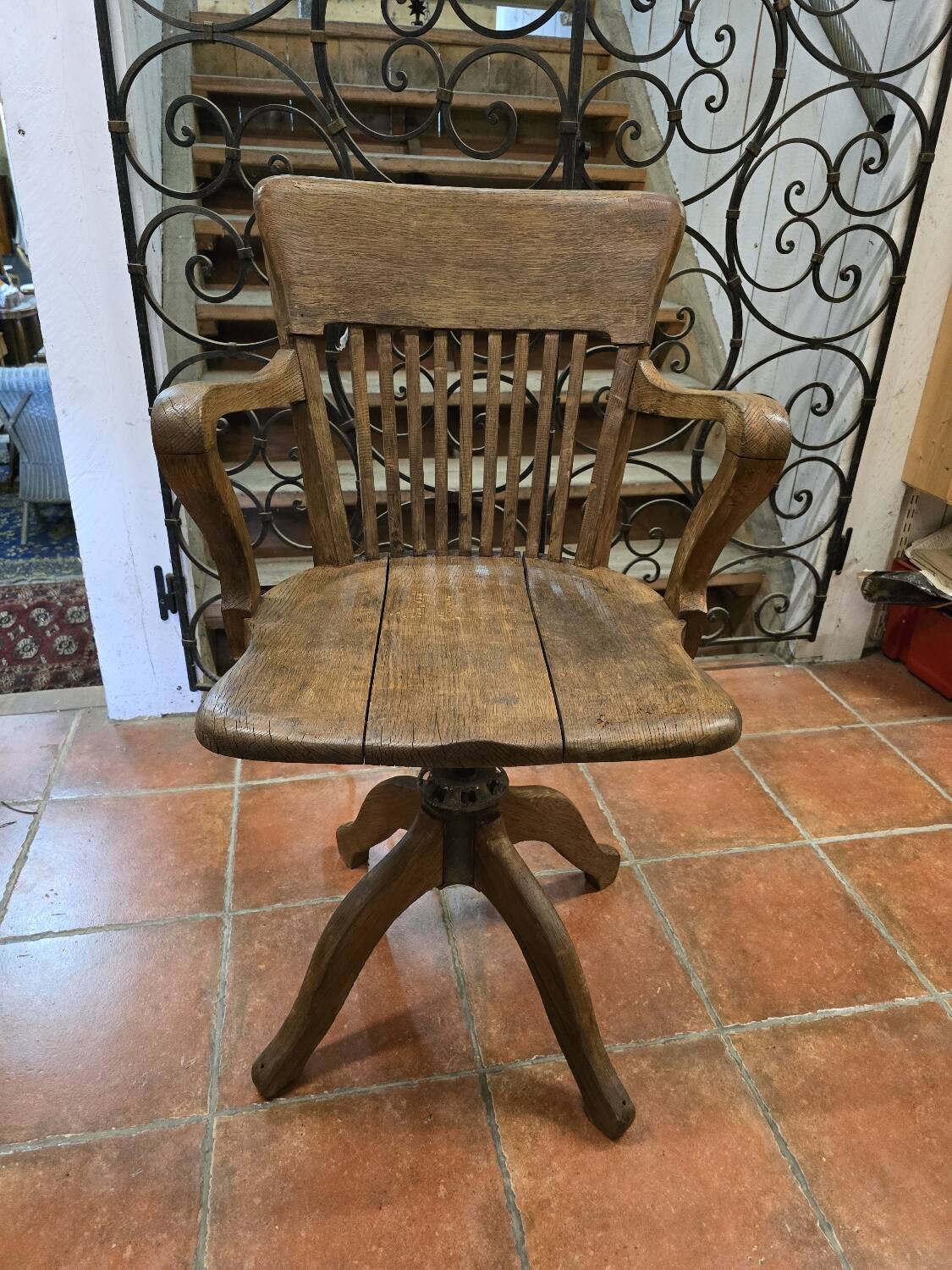 American oak office armchair