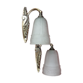 Pair of period wall lamps Art Deco rare tulips HANOTS attribute bronze