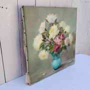Huile sur toile  Bouquet de roses  signé Robert