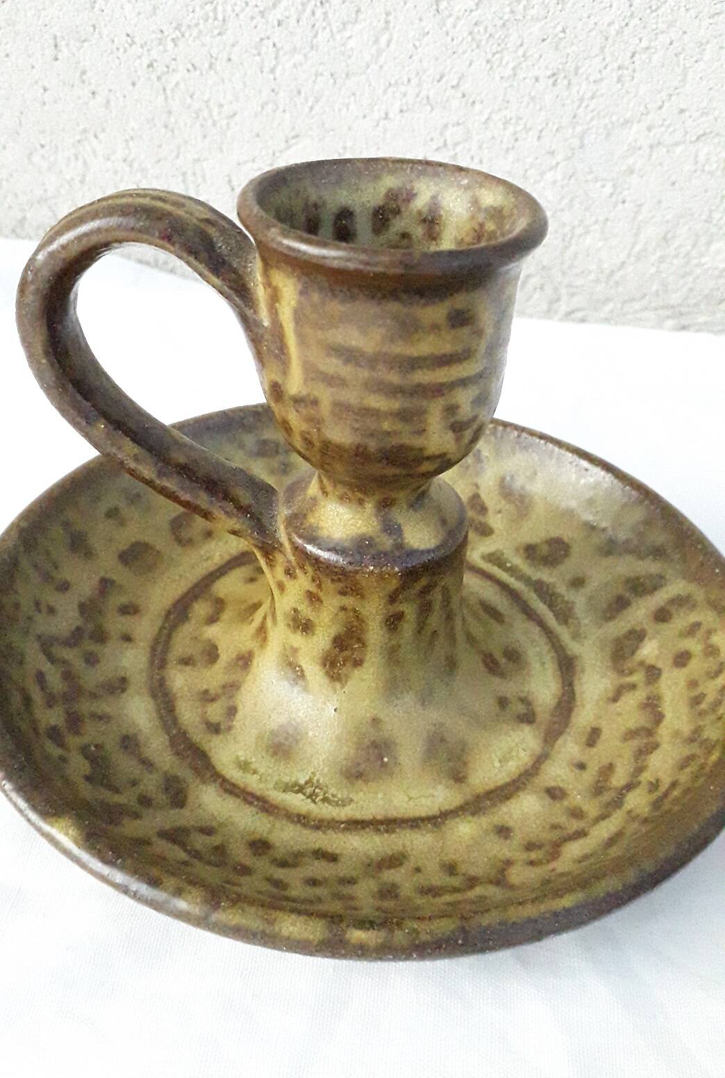 Pair of stoneware candlesticks