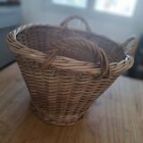 Old wicker basket with 3 handles.