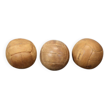 Ballon médicinal vintage en cuir marron, Tchécoslovaquie années 1930