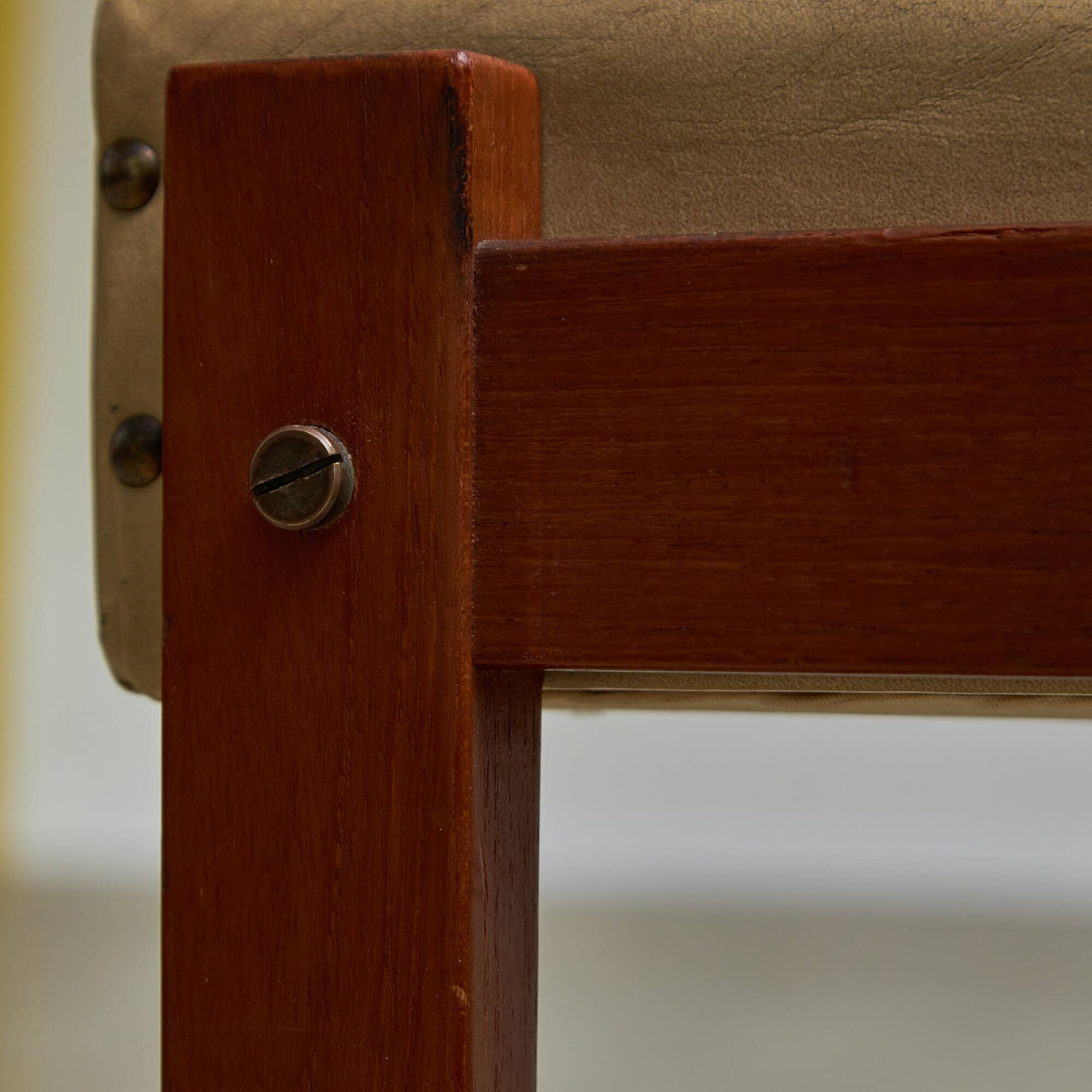 Angular, Teak Wood and Leather Chair with Copper Details, 1970s
