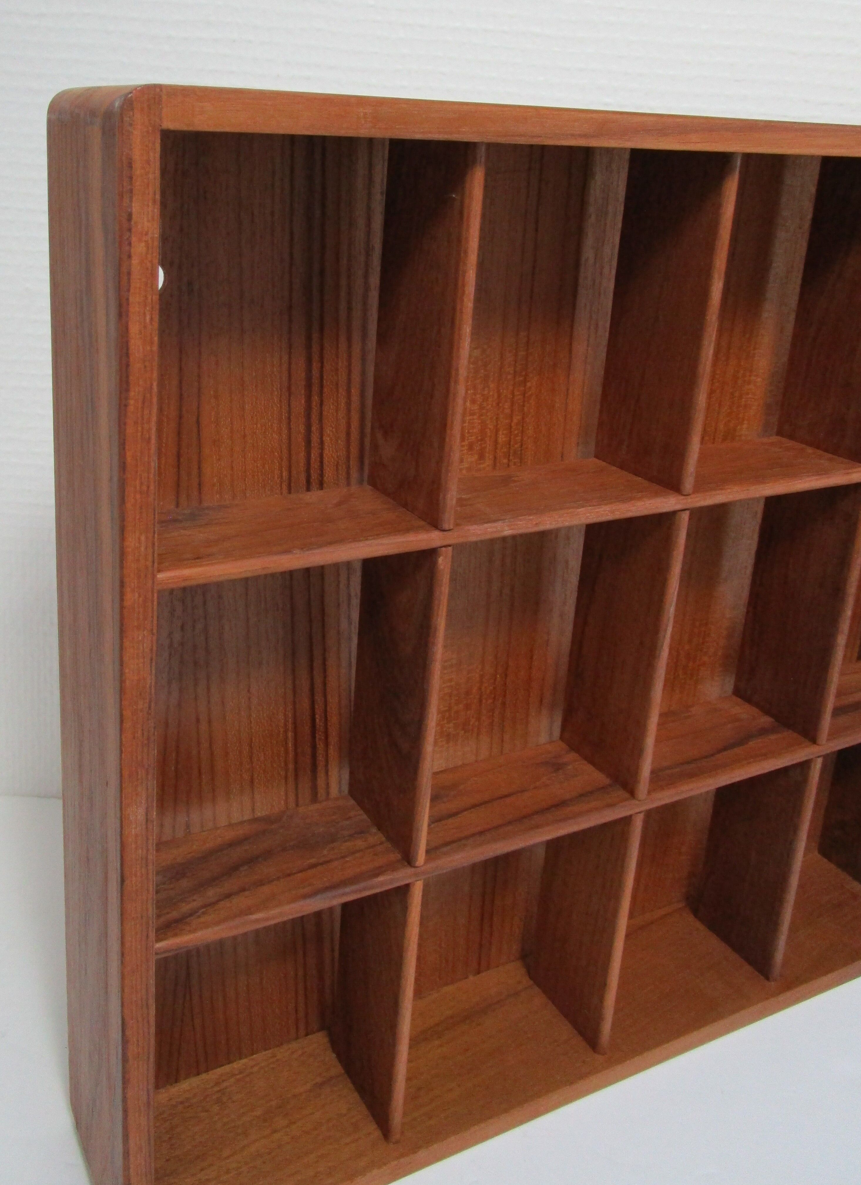 Two wall shelves with vintage solid wood compartments 80s