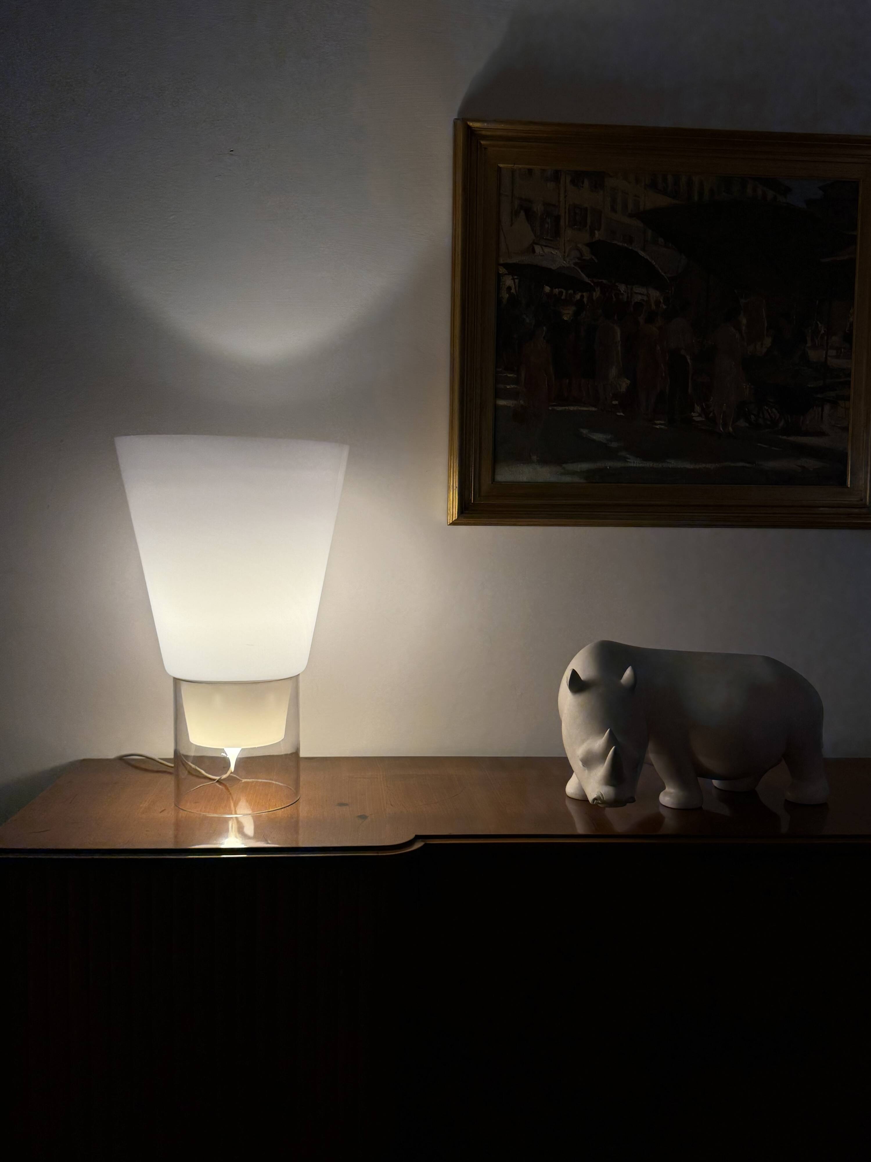 Monumental floor / table Glass Table Lamp, Selenova Italy, 1970s