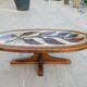 Ceramic oval coffee table signed