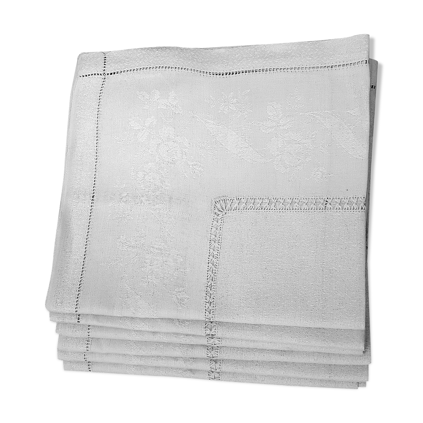 6 grandes serviettes de table 19ème, damassées, monogrammées "CB"