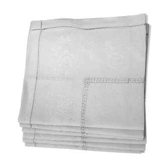 6 large napkins 19th, damassed, monogrammed "CB"