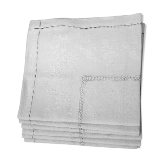 6 grandes serviettes de table 19ème, damassées, monogrammées "CB"