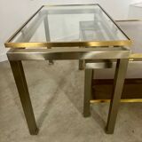 Coffee table in brass and smoked glass designed by Guy Lefèvre for the Jansen house, 1970s/80s
