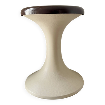Tabouret Tulipe en plastique marron de l'ère spatiale de la RDA, années 1960.