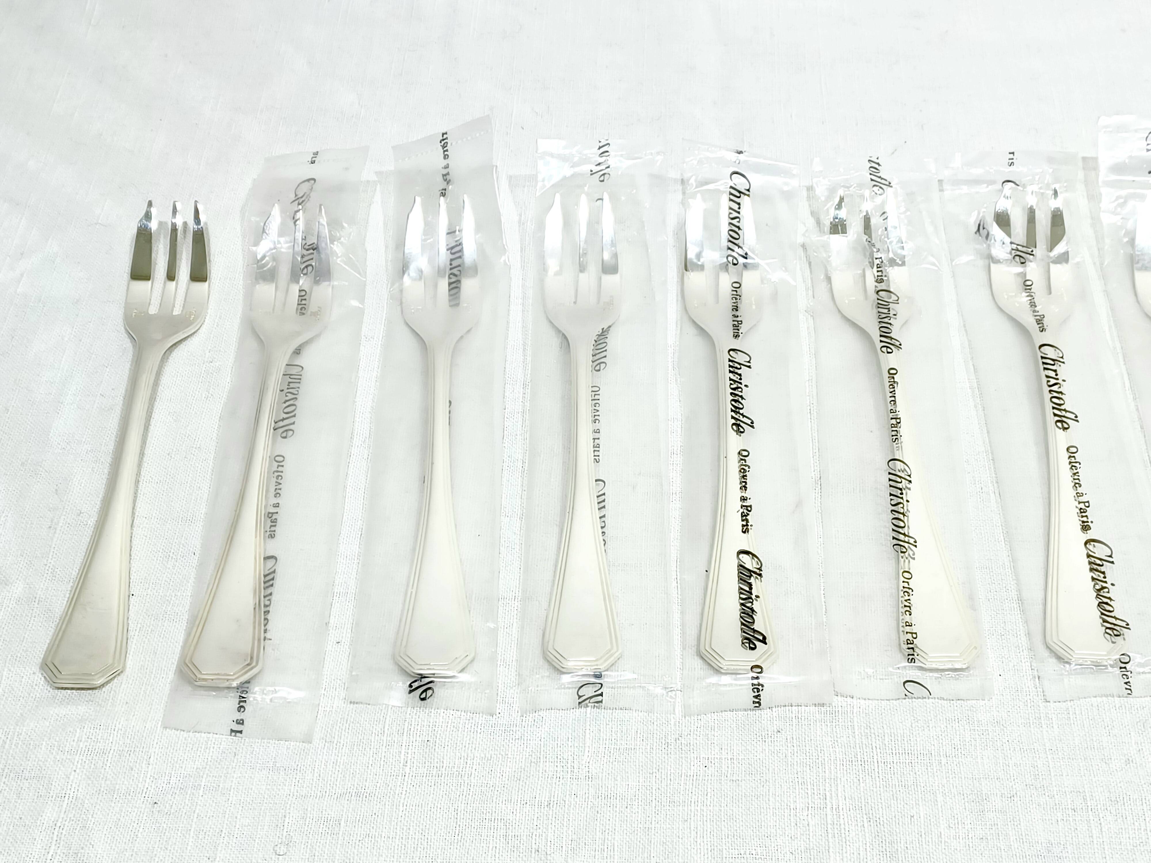 Christofle – 12 Silver Plated Cake Forks, America Model