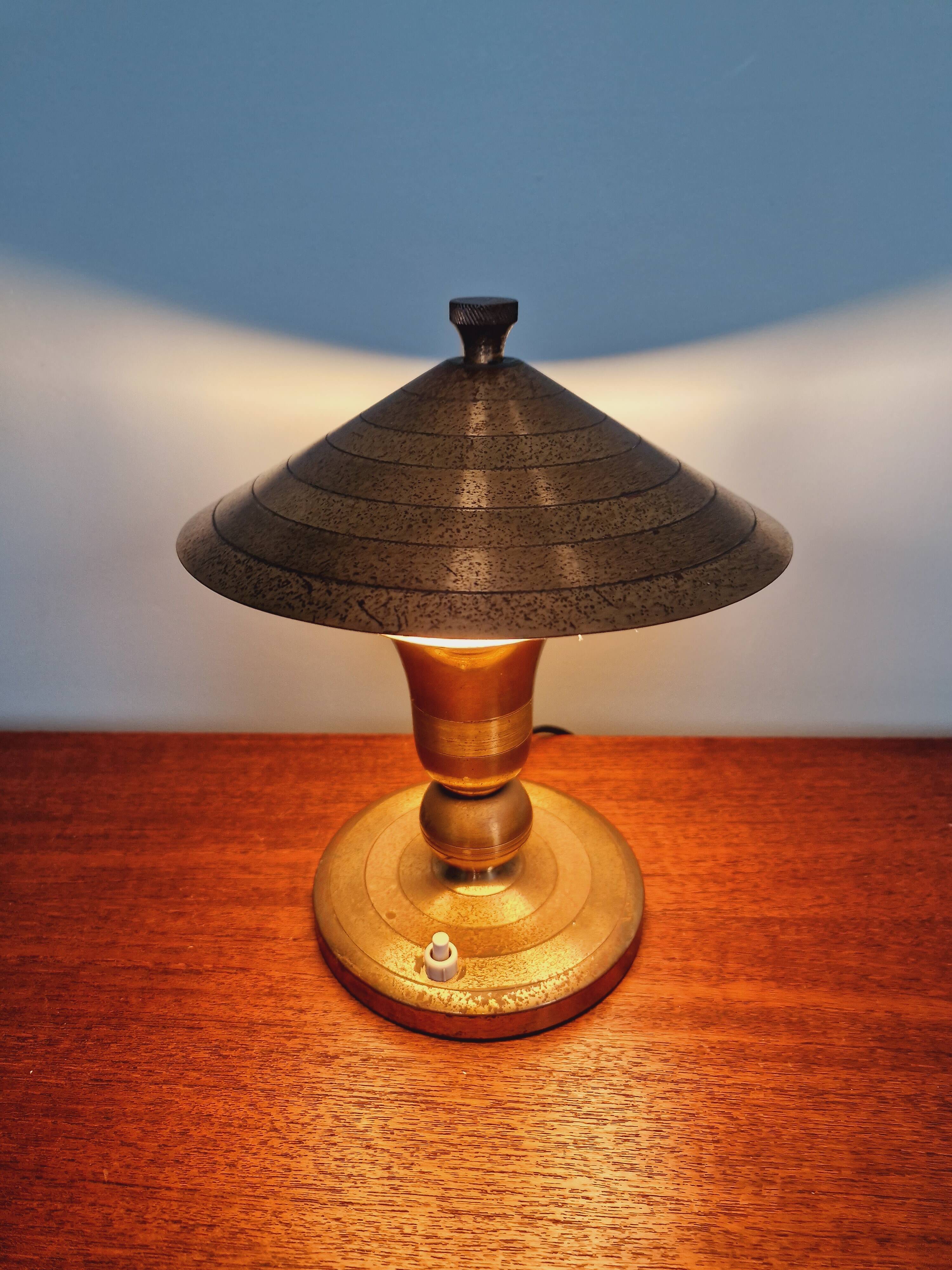 Lampe Art Déco en laiton, années 1920-30