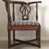 Chaise d'angle géorgienne en acajou sur roulettes, XIXe siècle