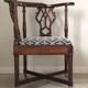 Chaise d'angle géorgienne en acajou sur roulettes, XIXe siècle
