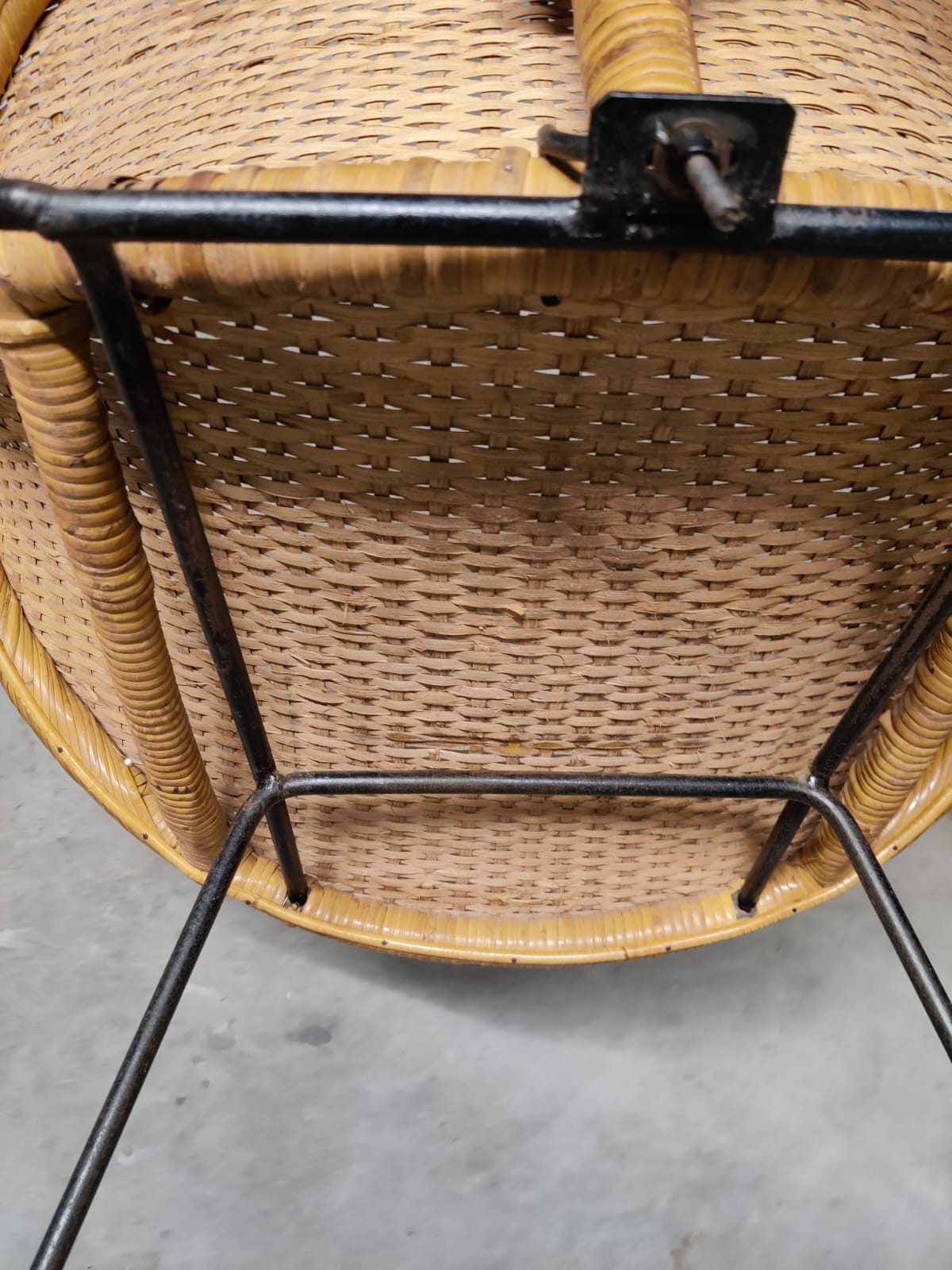 Pair of braided rattan armchairs